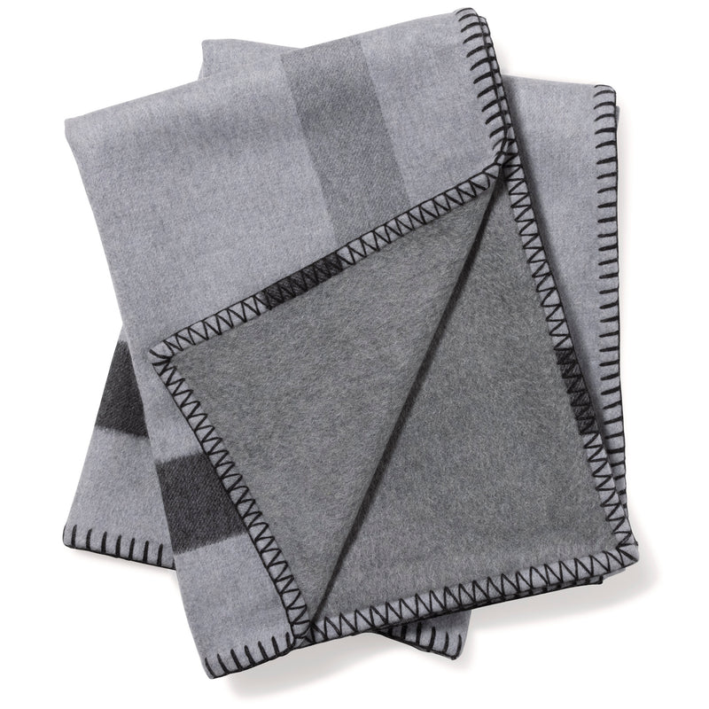 Woven Reversible Plaid to Solid Throw in Grey
