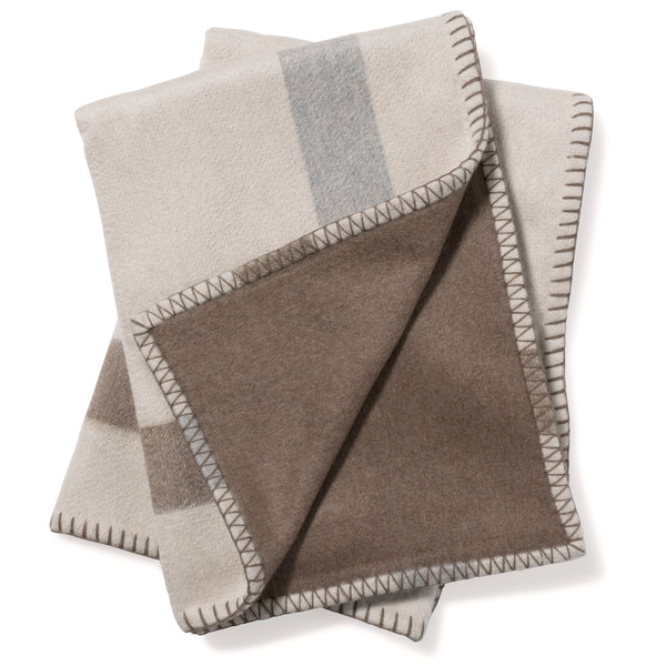 Woven Reversible Plaid to Solid Throw in Oatmeal