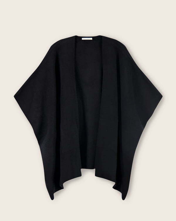 Divina Double Knit Cashmere Cape in black front