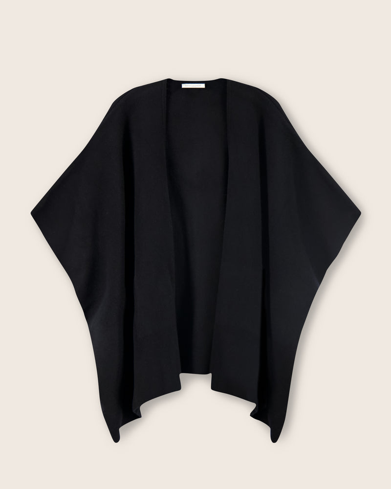 Divina Double Knit Cashmere Cape in black front