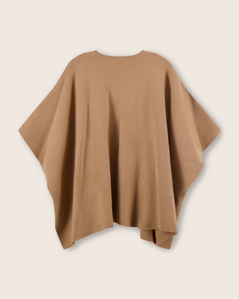 Divina Double Knit Cashmere Cape in camel back

