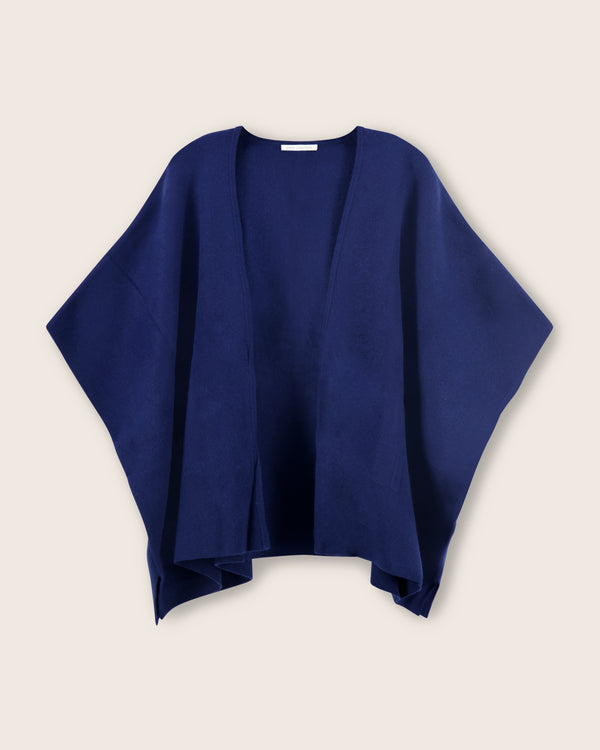 Divina Double Knit Cashmere Cape in navy front