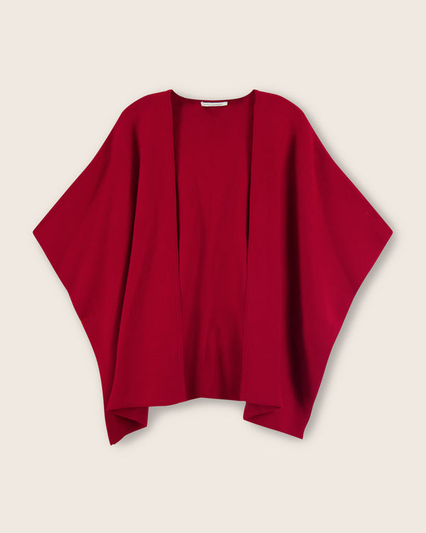 Divina Double Knit Cashmere Cape in red front