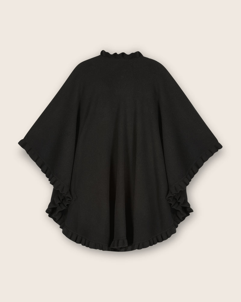 Knitted Cashmere Cape in Black