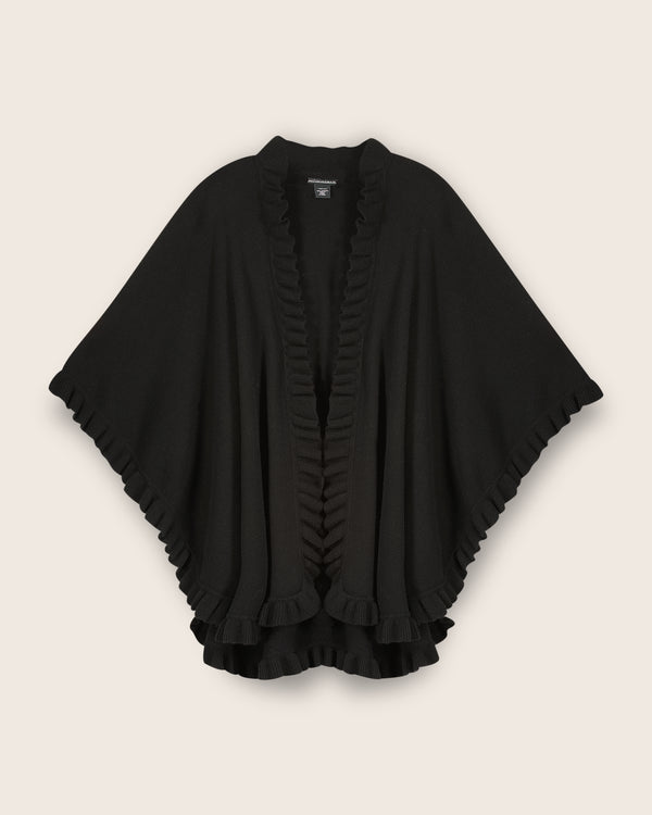 Knitted Cashmere Cape in Black