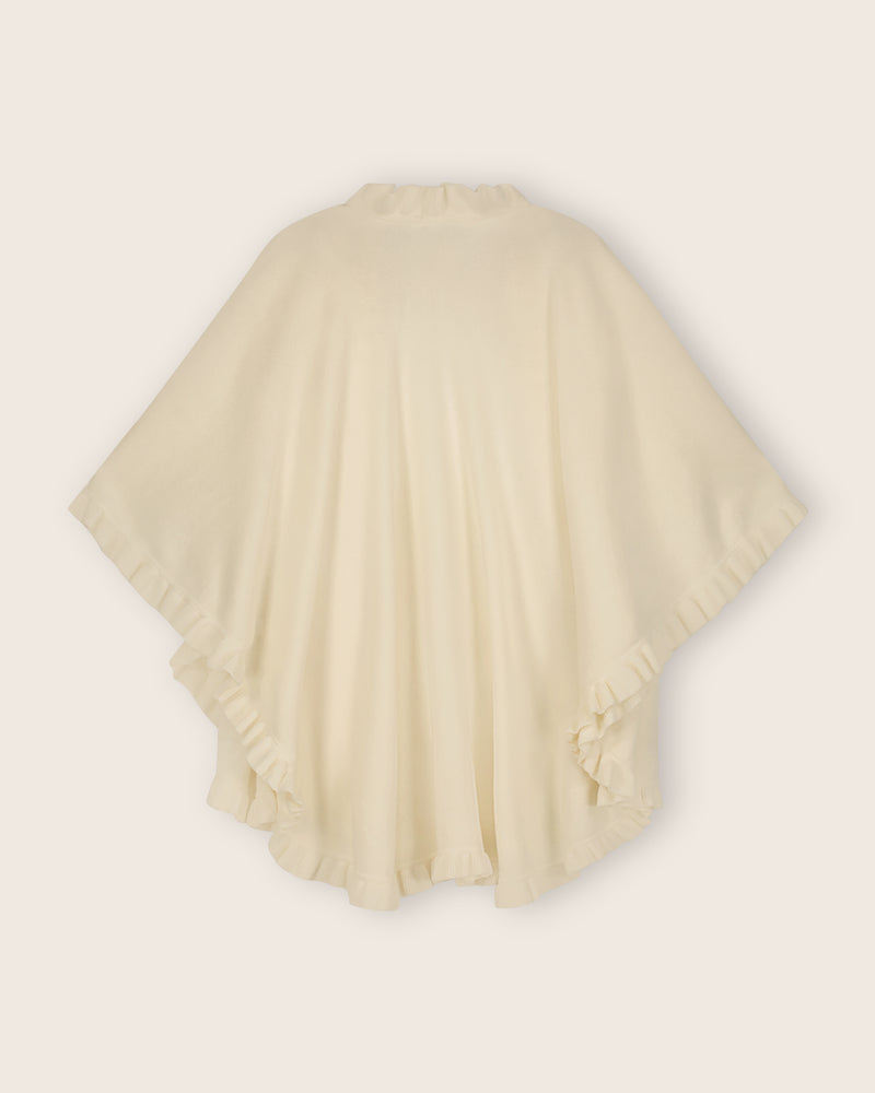 Knitted Cashmere Cape in Ivory