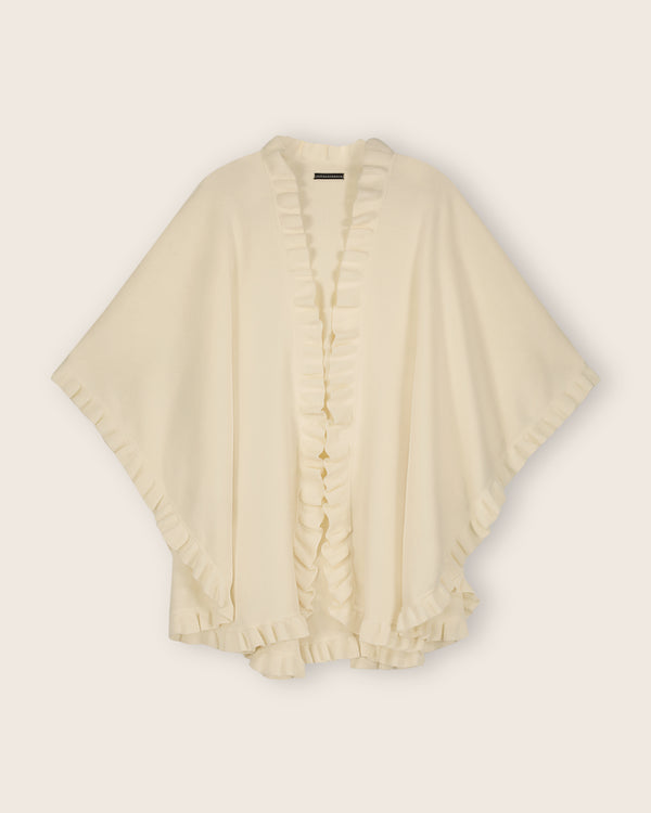 Knitted Cashmere Cape in Ivory