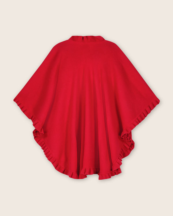 Knitted Cashmere Cape in Red