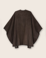 Alpaca Wool Cape with Leather trim in Chocolate