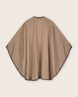 Reversible Cashmere Cape with Leather trim in Oat/Beige