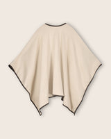 Reversible Cashmere Cape with Leather trim in Oat/grey