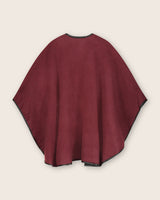 Reversible Cashmere Cape with Leather trim in Deep Red/Charcoal