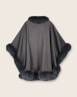 Fur Trimmed Cape in Charcoal