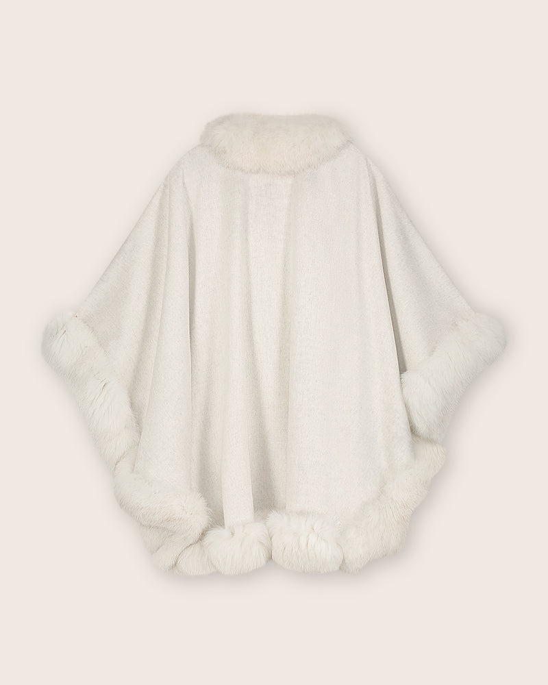 Fur Trimmed Cape in Glacier