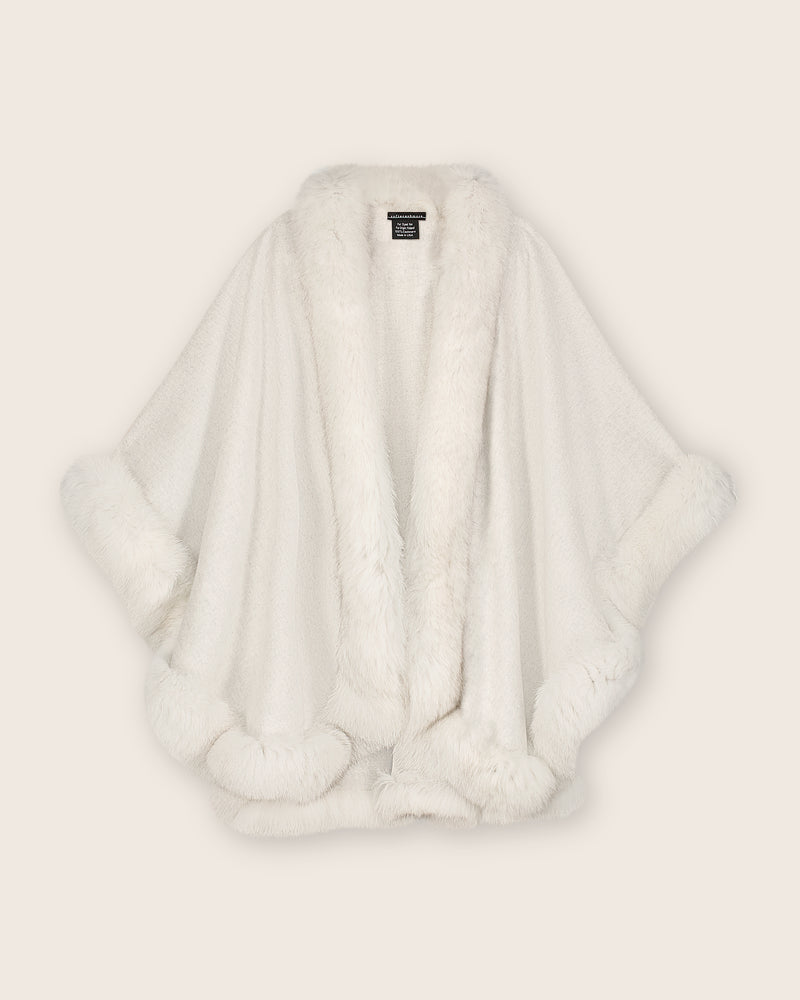 Fur Trimmed Cape in Glacier
