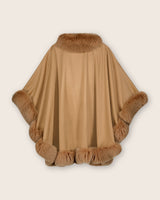 Fur Trimmed Cape in Camel