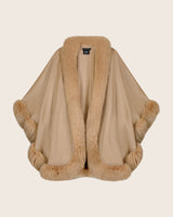Cervinia Fur Trimmed Cashmere Cape Classic Length