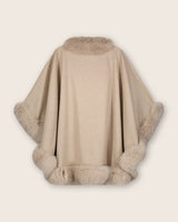 Fur Trimmed Cape in stone