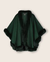 Fur Trimmed Cape in Emerald