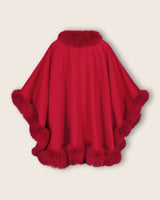 Fur Trimmed Cape in Red