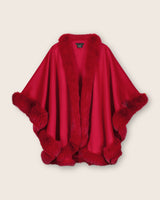 Fur Trimmed Cape in Red