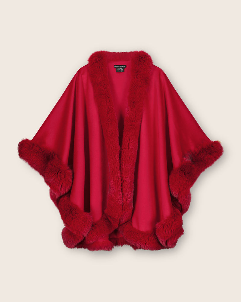 Fur Trimmed Cape in Red