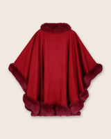 Fur Trimmed Cape in Burgundy