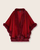 Fur Trimmed Cape in Burgundy
