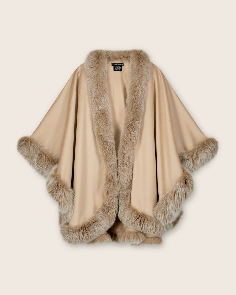 Fur Trimmed Cape in Blonde