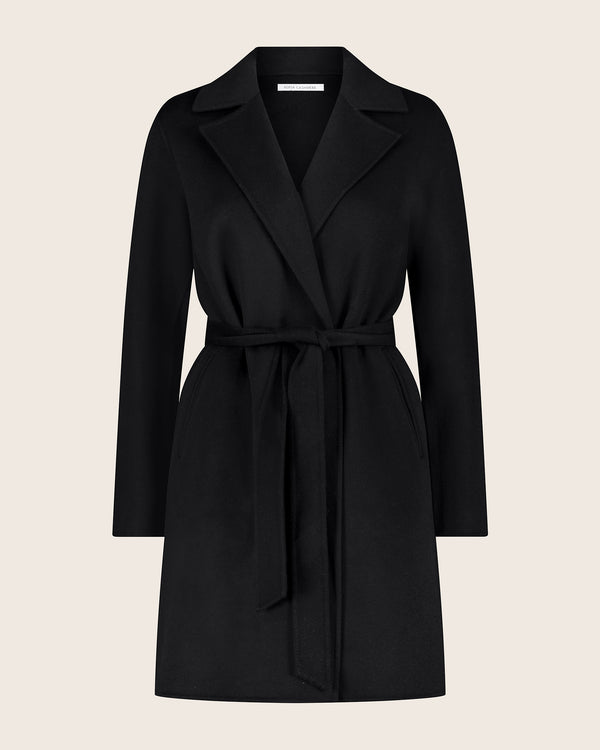 Bella Cashmere belted Coat in black front
