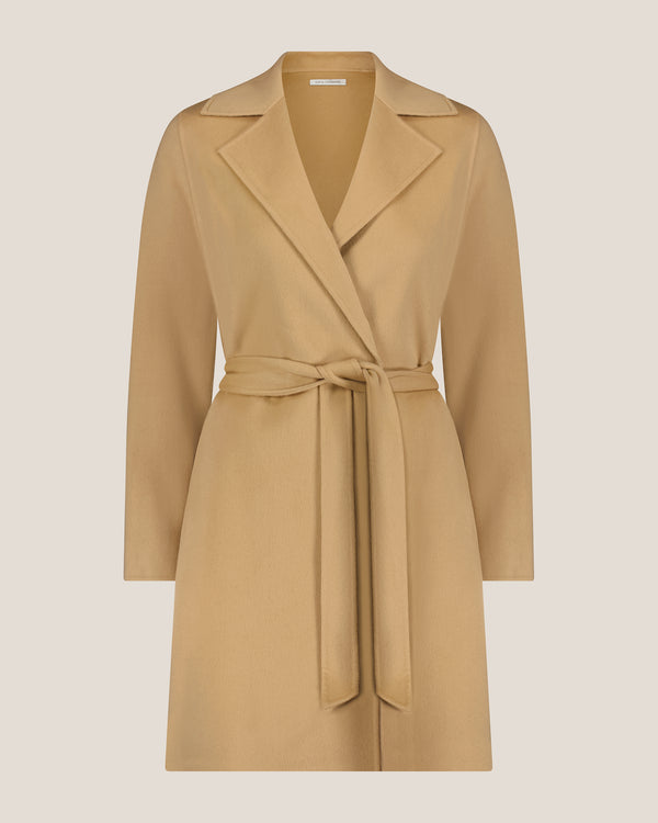 Bella Cashmere belted Coat in camel 