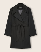 Pure Cashmere Pick-Stitched Wrap Coat in black