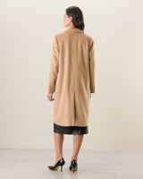 Woman Wearing Pure Cashmere Pick-Stitched Double-Breasted Coat In Camel
