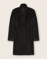 Alpaca Boucle Snap Button Coat in Black
