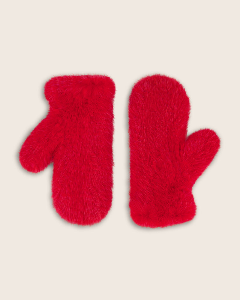 Mink Mittens in red