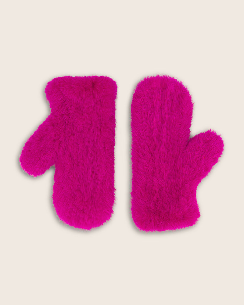 Mink Mittens in Fuchsia