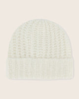 Eleganza Cashmere cuffed knitted beanie in ivory