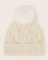 New York Cashmere PomPom Hat in ivory