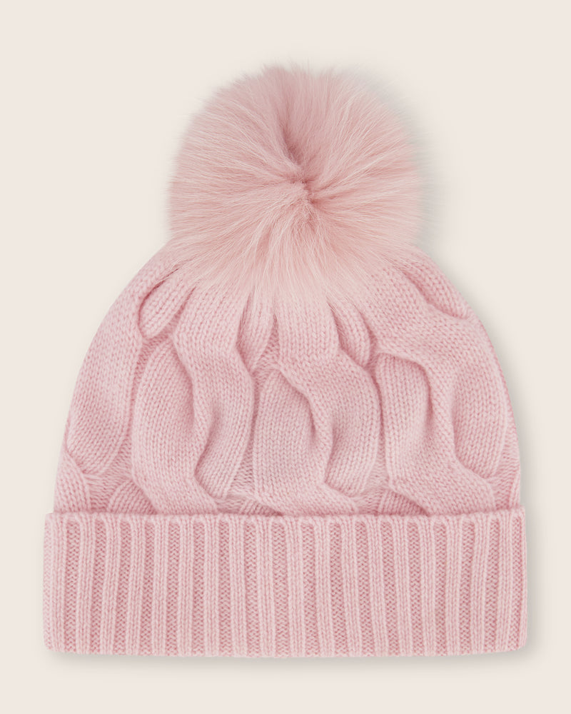 New York Cashmere PomPom Hat in pink