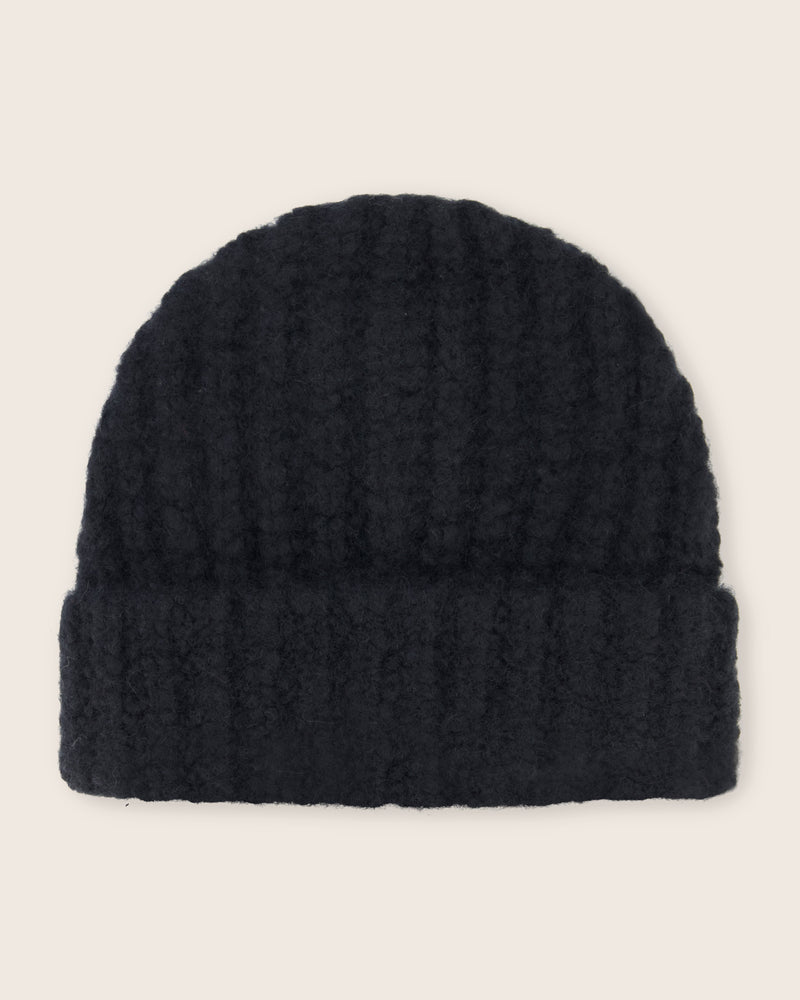 Eleganza Cashmere cuffed knitted beanie in black