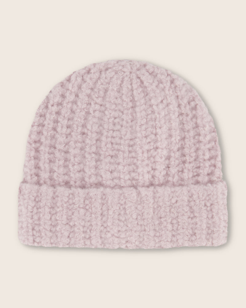 Eleganza Boucle Cuffed Cashmere Hat in light pink