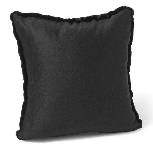 Castoro Sheared Beaver Fur and Cashmere Pillow- Black 18" x 18"