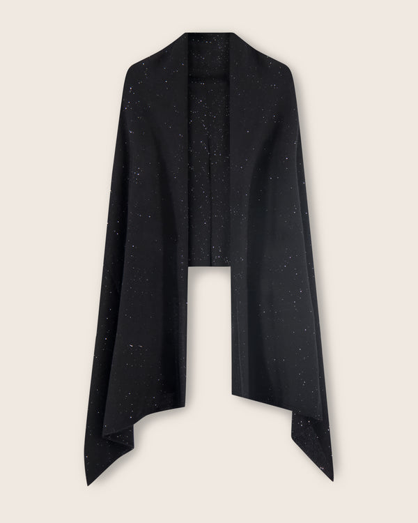 Radiant Cashmere Sequin Wrap in black front