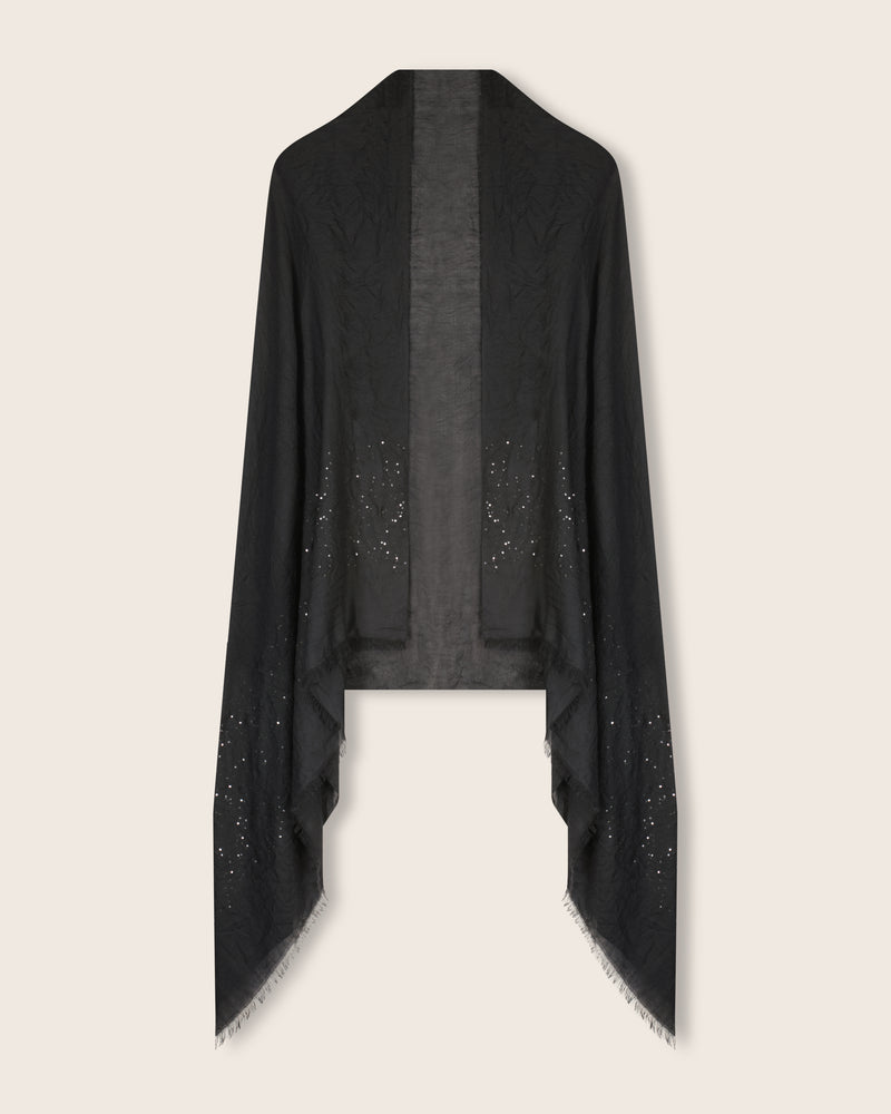 Aura Lightweight Cashmere Sequin Wrap in black