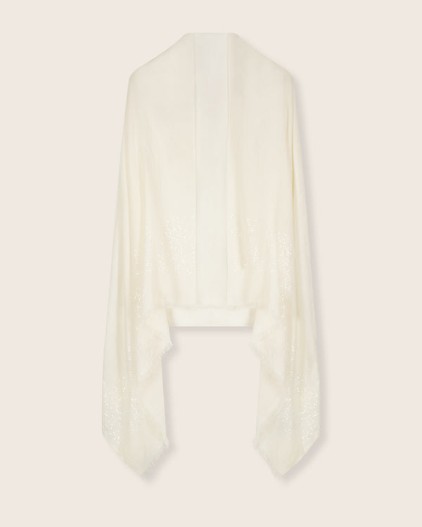 Aura Lightweight Cashmere Sequin Wrap in ivory
