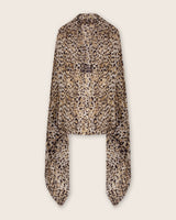 Lightweight cashmere wrap in white leopard