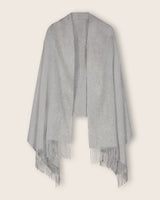 Cashmere water weave wrap with fringe in grey