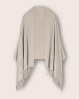 Cashmere water weave wrap with fringe in oat