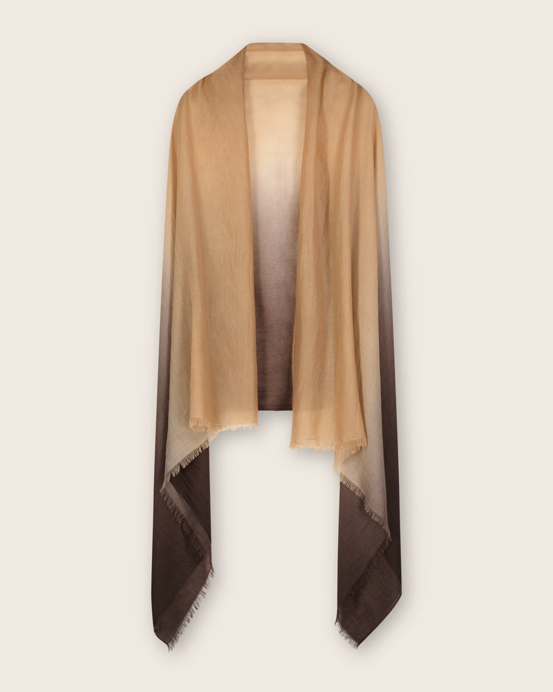 Lightweight Cashmere Wrap in brown ombre