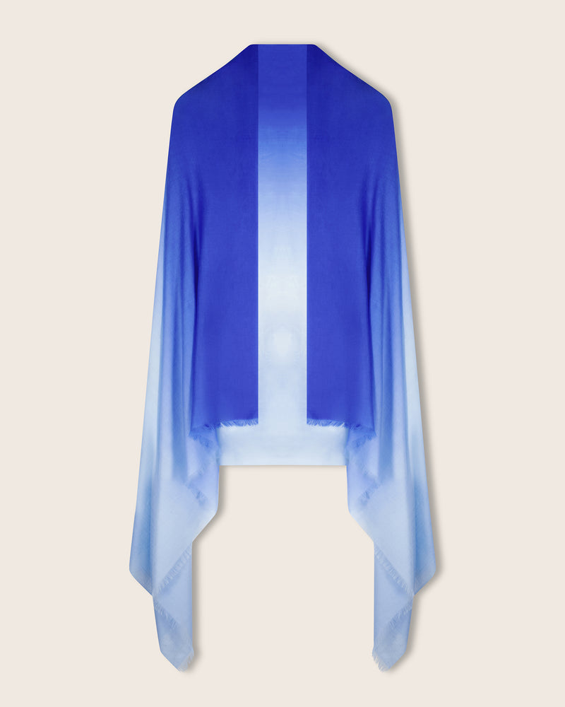 Monaco lightweight cashmere wrap scarf in  Blue Ombre